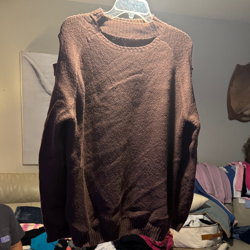 Love Riche Women's Brown Crewneck Sweater